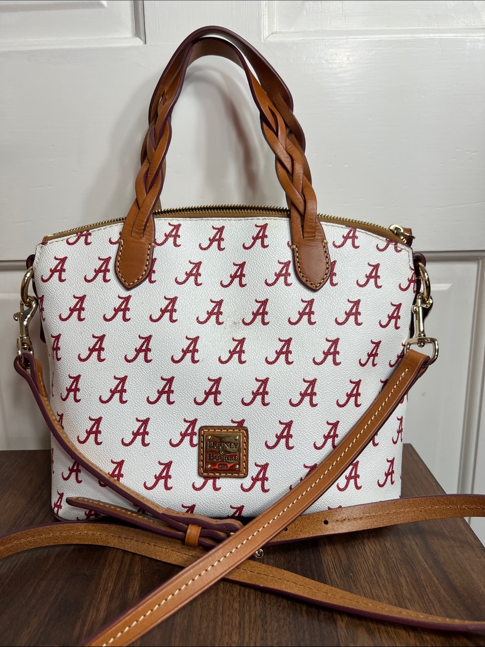Dooney & Bourke Alabama Shoulder Bag Brown Leather Braided Handles